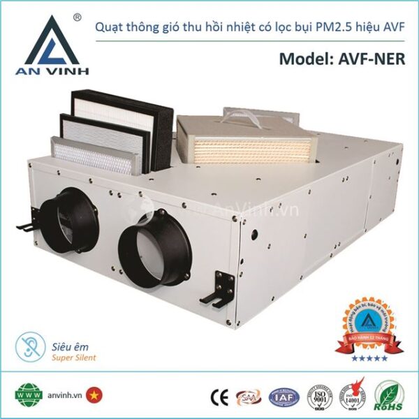 Quạt thông gió thu hồi nhiệt lọc bụi PM2.5 hiệu AVF Model: AVF-NER